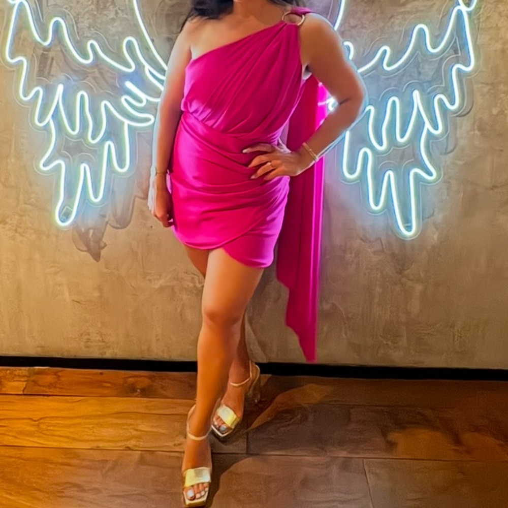 Pink dress with drape